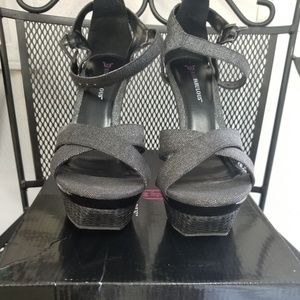 Black Sparkle High-Heeled Shoes, Size 10, New